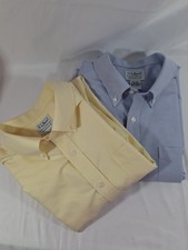 Lot of 2 L.L. BEAN Mens Oxford Long Sl. Button Dress Shirt 17 .5 - 34 Trad Fit