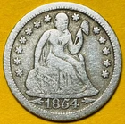 1854 (Arrows) U.S. SEATED LIBERTY SILVER DIME 10c COIN (Fine), Pre-CIVIL WAR!