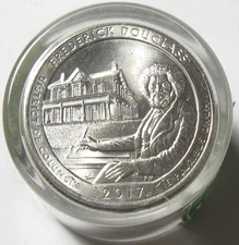2017 Fredrick Douglas Nat Park Roll of 12 Uncirculated ATB Quarters Danbury Mint