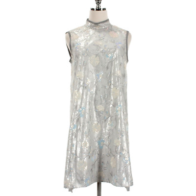 Marie Saint Pierre NWD Adela Sequin Dress Size 1 (US 6) in Light Gray/Multi
