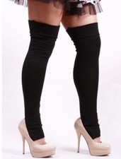 Long Cotton Legwarmers Black Leggings Knee Socks Leg Warmers Thigh Highs Womens