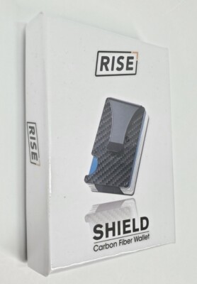 Rise Shield Black Carbon Fiber Wallet RFID Technology w/ Money Clip