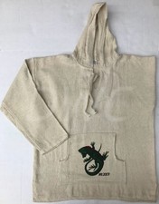 Mexican Poncho Baja Hoodie Surfer Skater Drug Rug Pullover beige with iguana XL