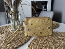 Lovely Fossil wallet Wristlet Purse Yellow Leather Woman Flower Details