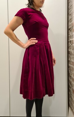 Velvet Vintage Burgundy Dress Size 36 Unique Retro Boho Chic Theatrical 