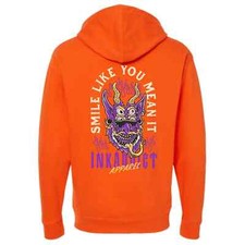 NEW InkAddict UNISEX SMILE LIKE YOU MEAN IT Hoodie ORANGE SM-3XLARGE MADE IN USA