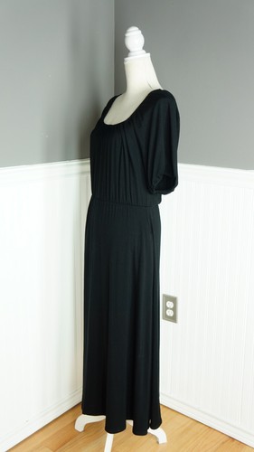 Karen Kane S Black Cocktail Midi Party Fit & Flare Puff Sleeve Dress Made USA - Picture 4 of 4