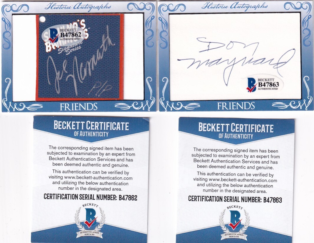 Joe Namath Autographed Signed Historic s Friends n' Foes Booklet - Don Maynard 