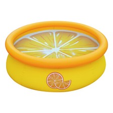 JLeisure 5' x 16.5" Orange Inflatable Outdoor Backyard Kid Swimming Pool Used 