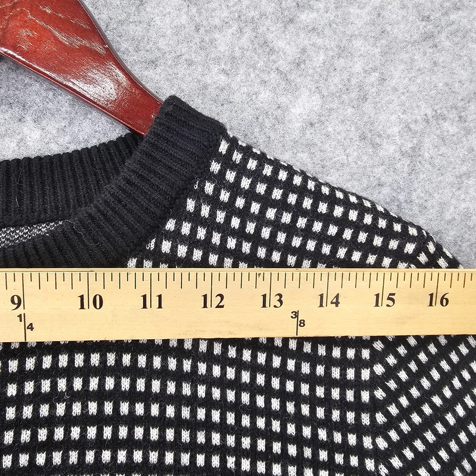 G STAR RAW 毛衣女式 S 黑色白色羊毛提花针织格子学术标志 — 第 4/4 张图片