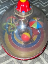 Vintage LBZ Toy Spinning Top Globe Circus Theme Tin Works 9.25  Tall