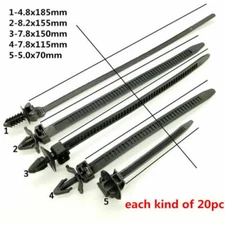 100 Pcs 5 Type Cable Ties Quality nNylon Bundled Wire Band Line Fixed Fastener