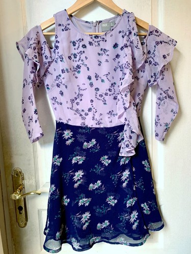 Abito Floreale Lands' End Taglia UK Small Viola Chiaro - Cotone/Viscosa - Occasione Molto Buona
