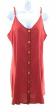 Hashtag Nation Juniors Sleeveless Button Front Dress Burt Orange Summer Casual