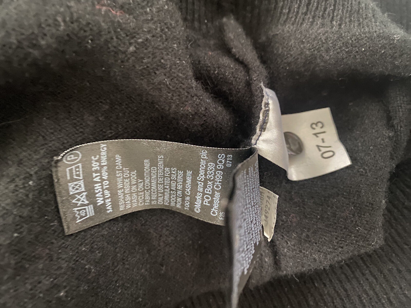 M&S Pure Collectio Women’s Cashmere Jumper Sweater Color Black Size