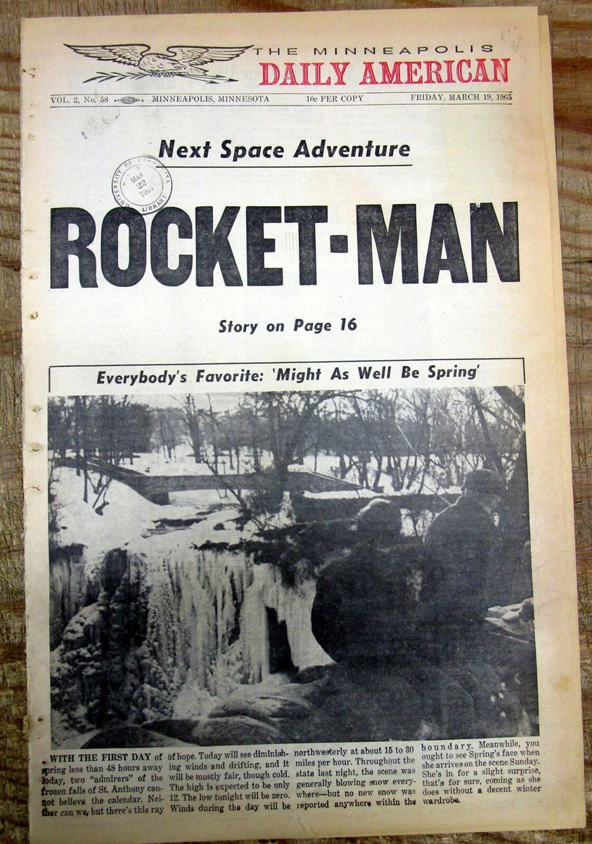 1965 hdl newspaper Russian ALEXI LEONOV becomes the FIRST MAN to