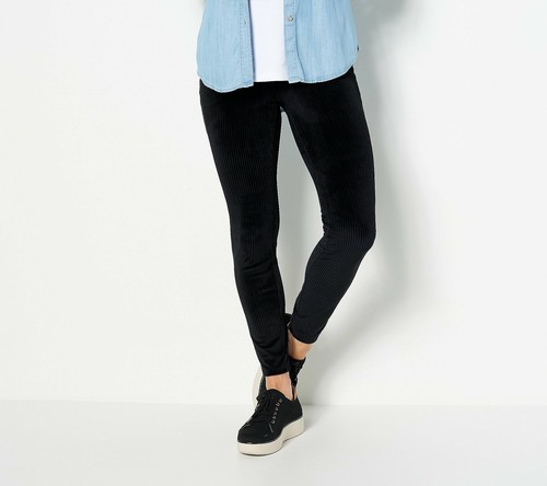 AnyBody Ribbed Velour Leggings (Jet 