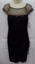 DJ-Jaz Womens Size 6 Little Black Party Dress With Gold-Tone Beadwork Beads NEW