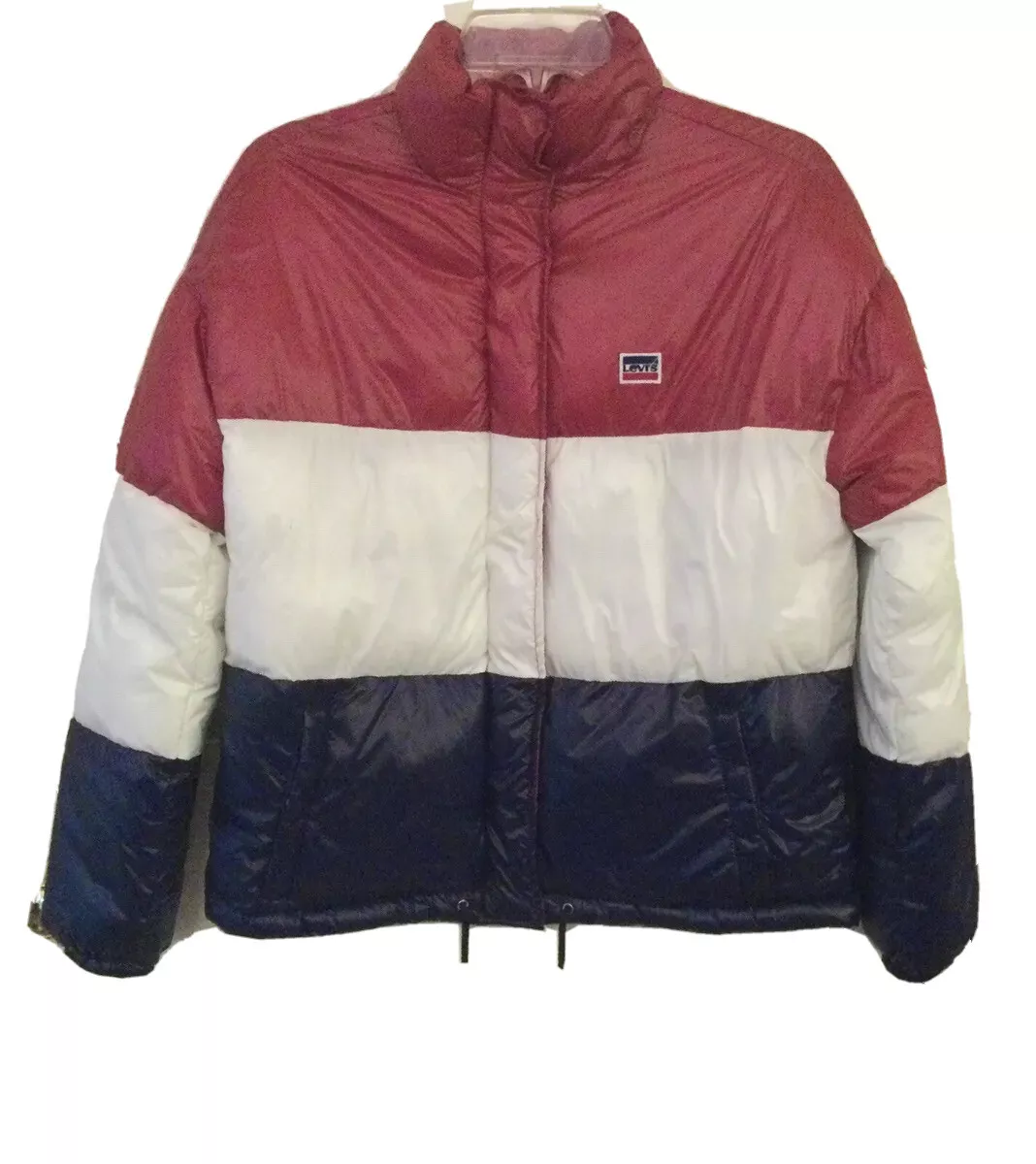 Levi s Puffer Jacket Womens XS Patriotic Red White Blue Colorblock 200 NWT
