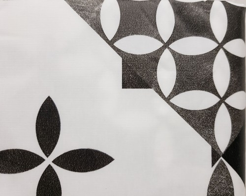 Schwere Vinyl-Tischdecke mit Flanellrücken, 52" x 90" länglich, Schwarz & Weiß Design, HS - Bild 6 von 13
