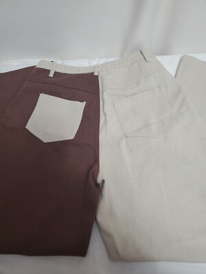 Paper Moon Jeans Womens Large High Waisted Two Tone Grunge Brown Cream Y2K