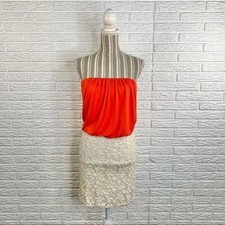 Moa Moa Open Back Strapless Dress with Lace Skirt Size Large