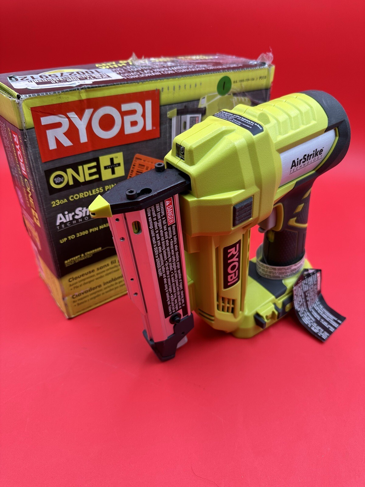 Ryobi P318 ONE+ 18V Cordless AirStrike 23Gauge 13/8 in. Pin Nailer