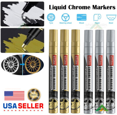 6× Liquid Mirror Chrome Marker Set DIY Car Paint Pen Metal Marker