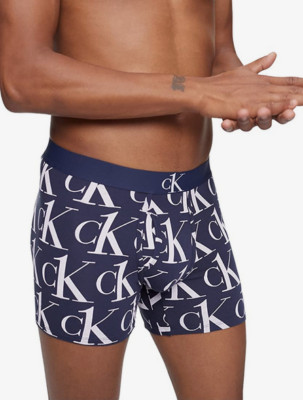 Calvin Klein Men's CK ONE Microfiber Boxer Brief Navy with white logos, L