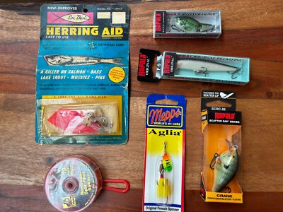 Six Piece Fishing Lure Lot Rapala, Mepps