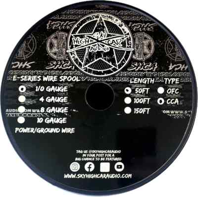 Sky High Car Audio 1/0 CCA E-Series Wire 50ft Spool - Black