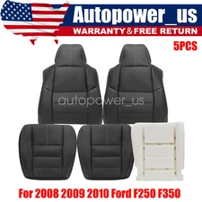 For 2008-2010 Ford F250 Lariat Driver & Passenger Seat Cover Black & Driver Foam