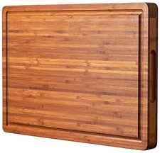 Bamboo Wood Cutting Board For Kitchen 1" Thick Butcher Block Cheese Charcuterie 
