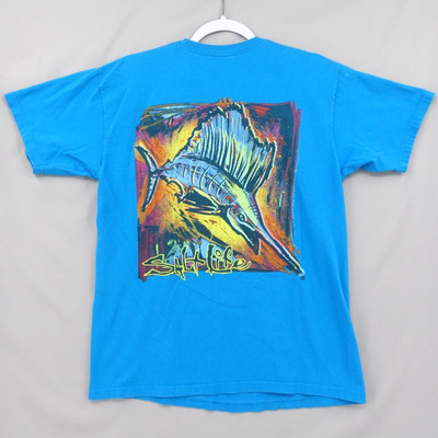 Salt Life TShirt Sail Fish Graphic Blue Medium Short Sleeve Cotton Crewneck