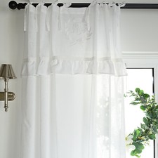 BIANCO 1x(145x250cm) Tende Tende Vintage Casa di Campagna Shabby Vintage Monogramma