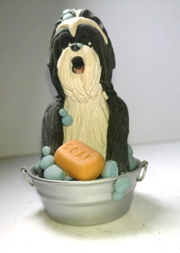 Vintage Cecile Bairde Clay Shihtzu Tub  - RARE signed & Stamped