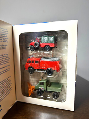 ROCO #1333  2-Fire Truck Set 1-4 Whl. Jeep &1-Pumper ''Red'' & Snow Plow 1:87