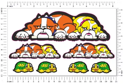 Valentino Rossi Dogs Turtle Decals Laminated Helmet Stickers Motorbike VR46 - Picture 1 of 1