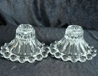 Set of 2 Vintage Anchor Hocking Boopie Bubble Taper Candle Holders Clear Glass