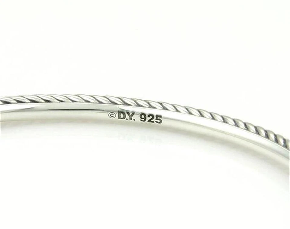 Brazalete de confeti David Yurman pavé diamante banda de cable de plata de ley Foto 4 de 4