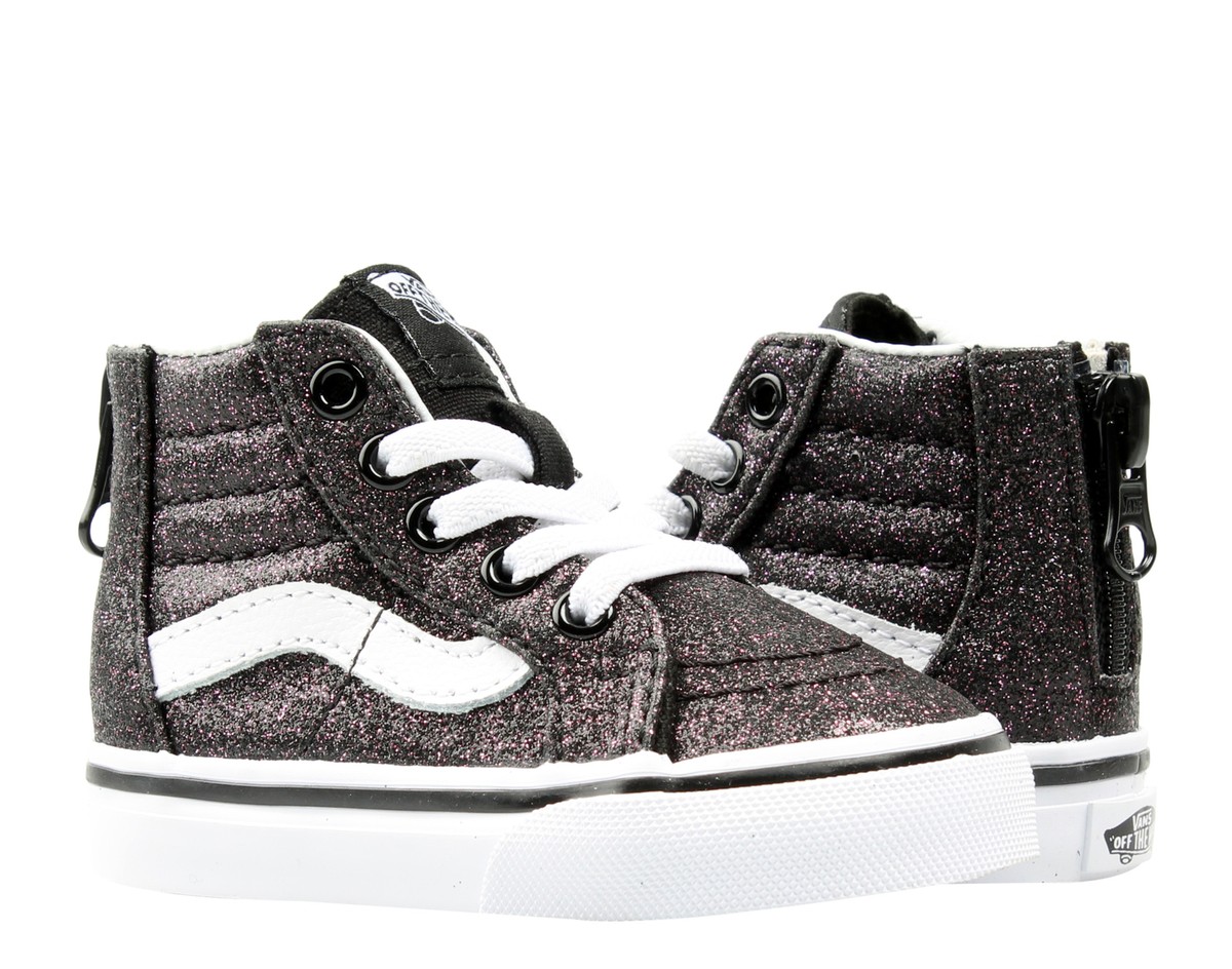 Vans Sk8-Hi Zip Glitter Stars Black Toddler Kids High Top Sneakers