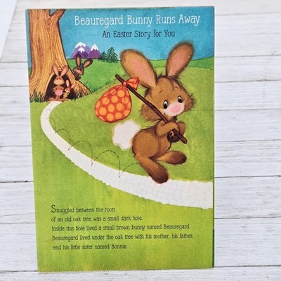 Vintage Hallmark Beauregard Bunny Runs Away Easter Card Story Book 1970s Used 