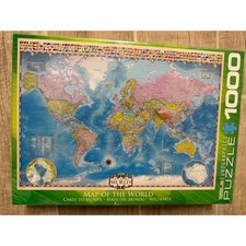 Map of the World Jigsaw Puzzle 1000 Piece EuroGraphics Flags New Complete Sealed