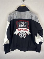 Vintage Adidas Torsion Track Jacket Tomahawks Spellout Big Logo USA 90s