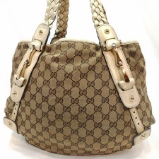 Borsa a tracolla Gucci Horsebit in pelle e tela intrecciata GG Supreme beige ...