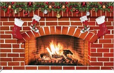 5x3ft Christmas Fireplace Backdrop for Photography Red Brick 5.9ft x 3.6ft