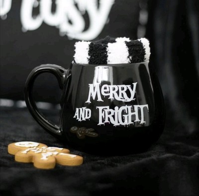Merry and Fright Tasse und Socken Set schwarz & weiß - brandneu im Karton