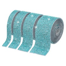 4Roll0.35"/0.59"/1.06"/1.18"Crystal Rhinestone Ribbon, Light Blue
