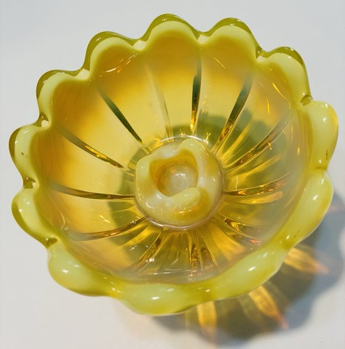 Fostoria Heirloom Vaseline Opalescent Glass Replacement Epergne Candle Holder