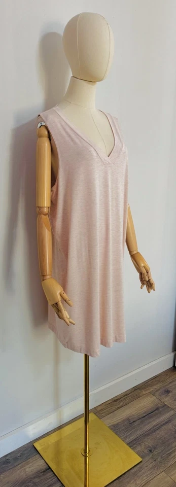 Hanro 女式 XL 码香槟 V 领背心睡衣休闲服希瑟粉色 — 第 3/4 张图片